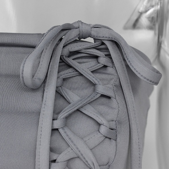 Grey skirt and lace up top - Picture 6 of 7